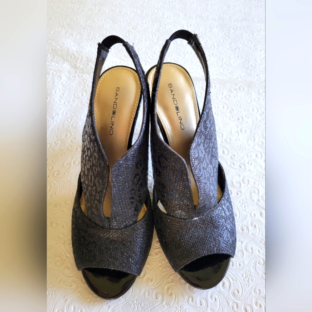 Bandolino Mirabella Women"s Sz 6 peep toe black animal print - Picture 2 of 15